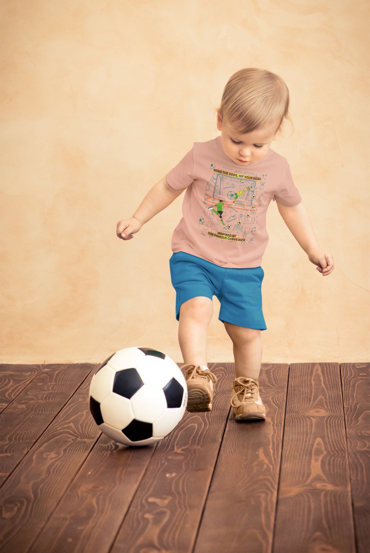 Kids Football T-shirt - Curve Kick Design