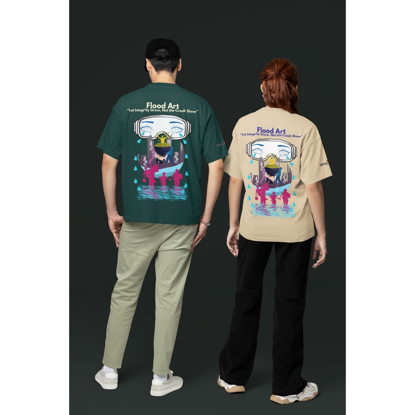 Boxy Fit Unisex Tee | Flood Art Inspired Design T-shirt |"Let Integrity Grow, Not the Crook Show"