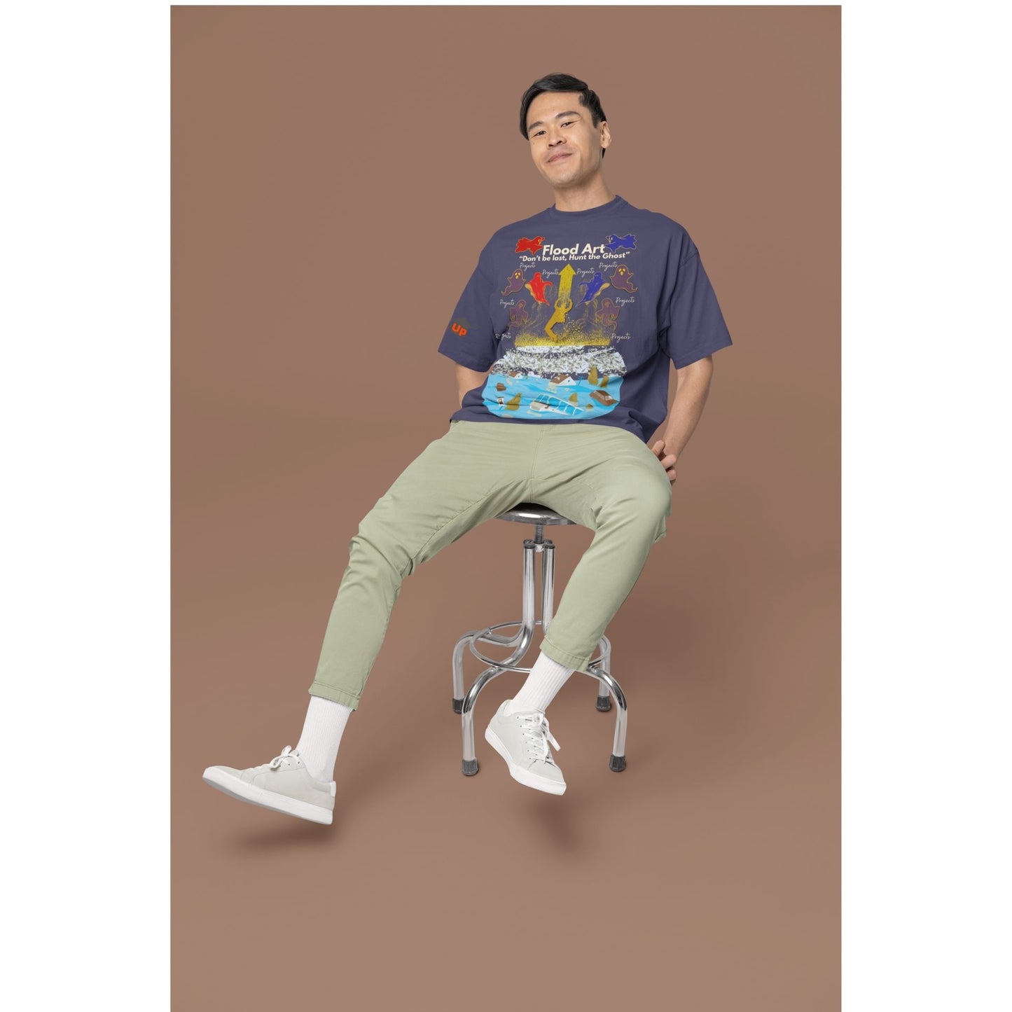 Boxy Fit Unisex Tee | Flood Art Inspired Design T-shirt |  "Don't be Lost, Hunt the Ghost"