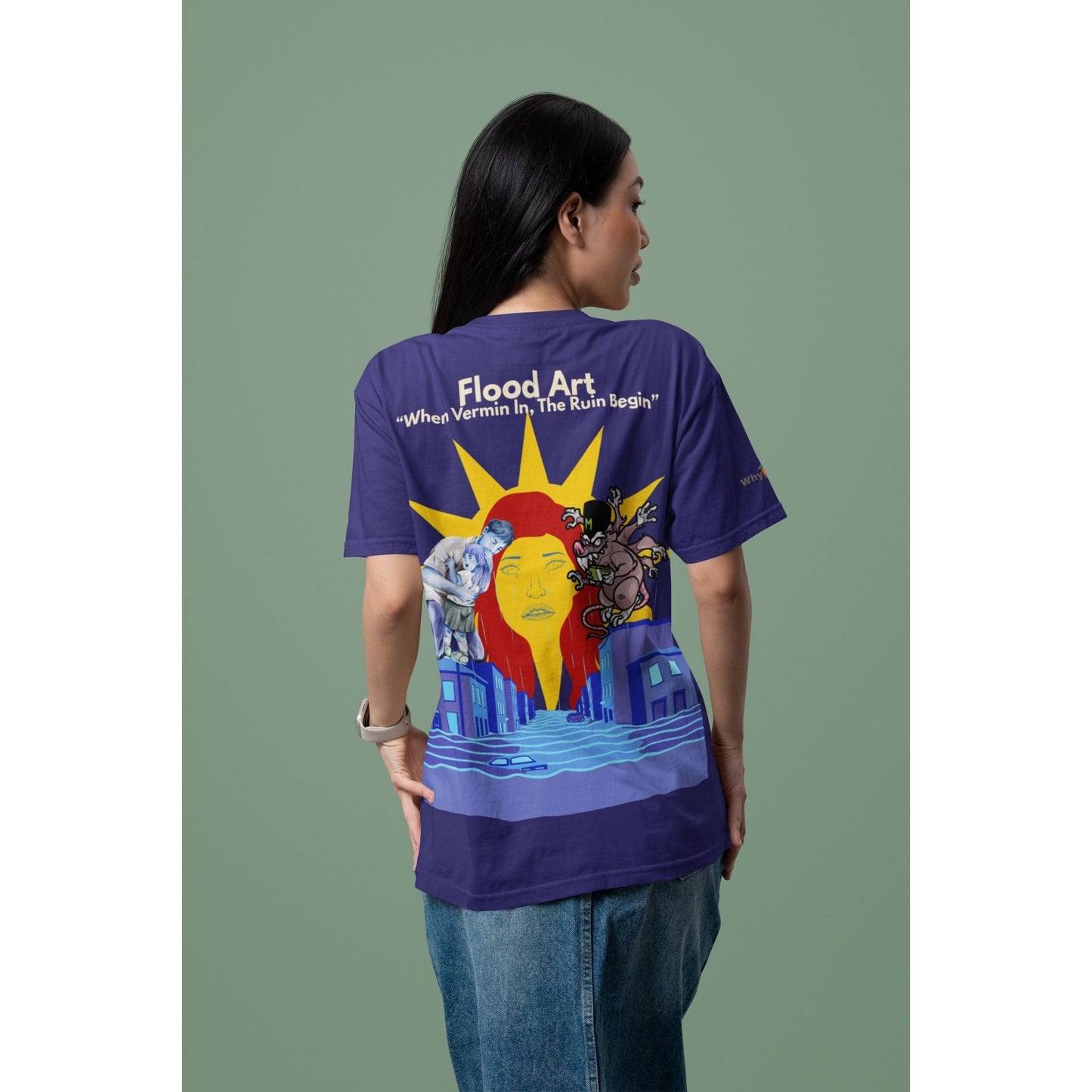 Boxy Fit Unisex Tee  | Flood Art Inspired Design T-shirt | "When Vermin In, The Ruin Begin"