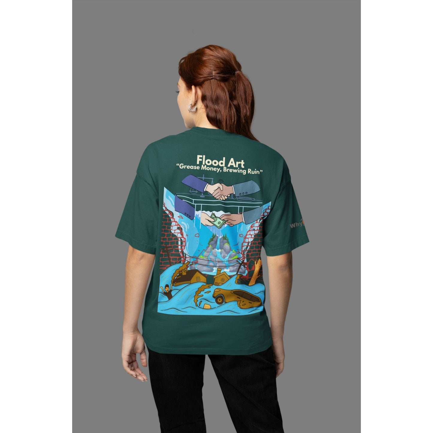 Boxy Fit Unisex Tee  | Flood Art Inspired Design T-shirt| "Grease Money, Brewing Ruin"