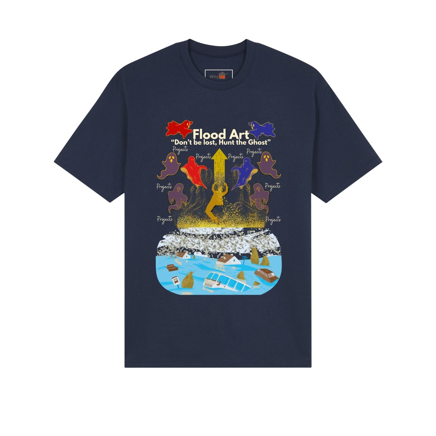 Standard Fit Unisex Tee | Flood Art Inspired Design T-shirt |  "Don't be Lost, Hunt the Ghost"