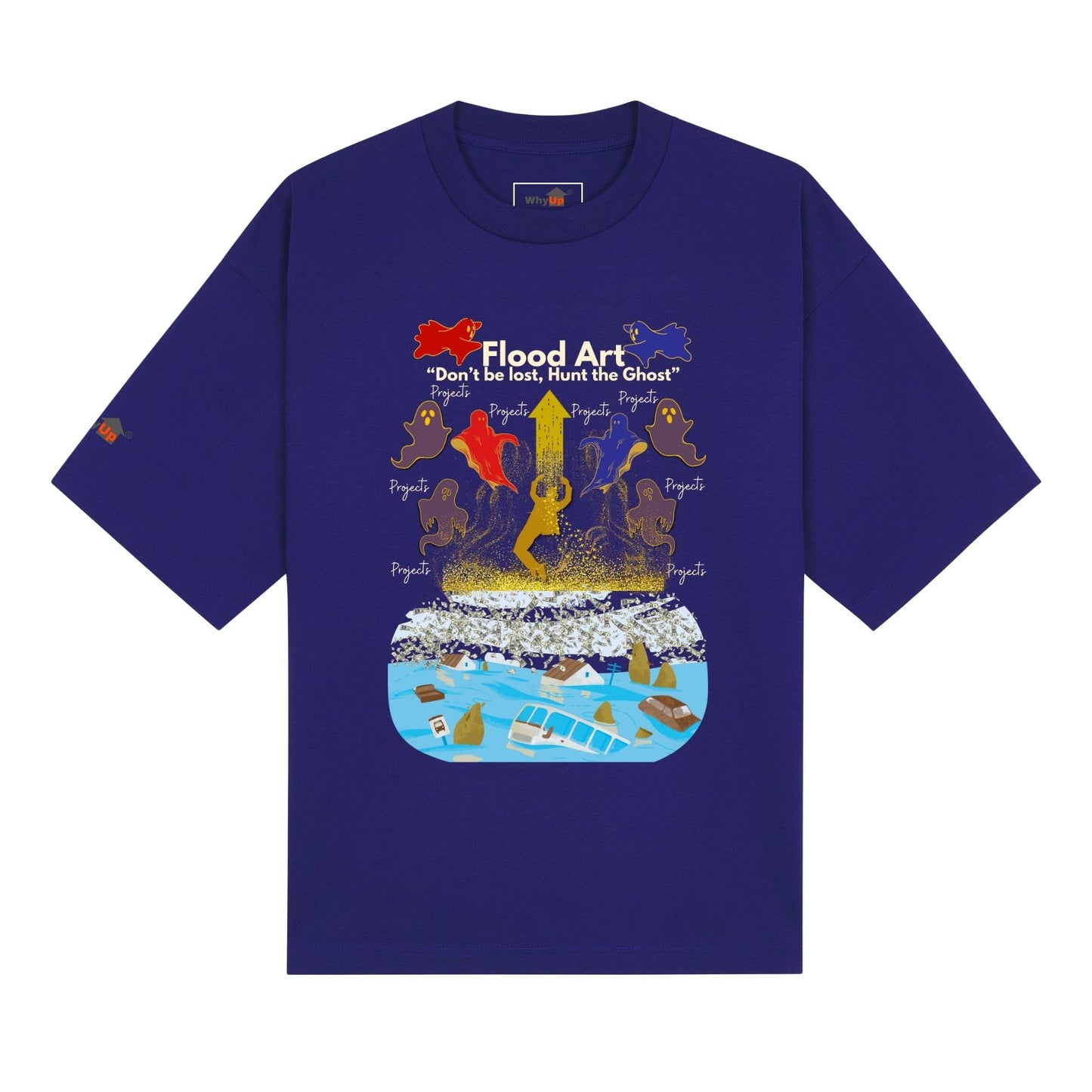 Boxy Fit Unisex Tee | Flood Art Inspired Design T-shirt |  "Don't be Lost, Hunt the Ghost"