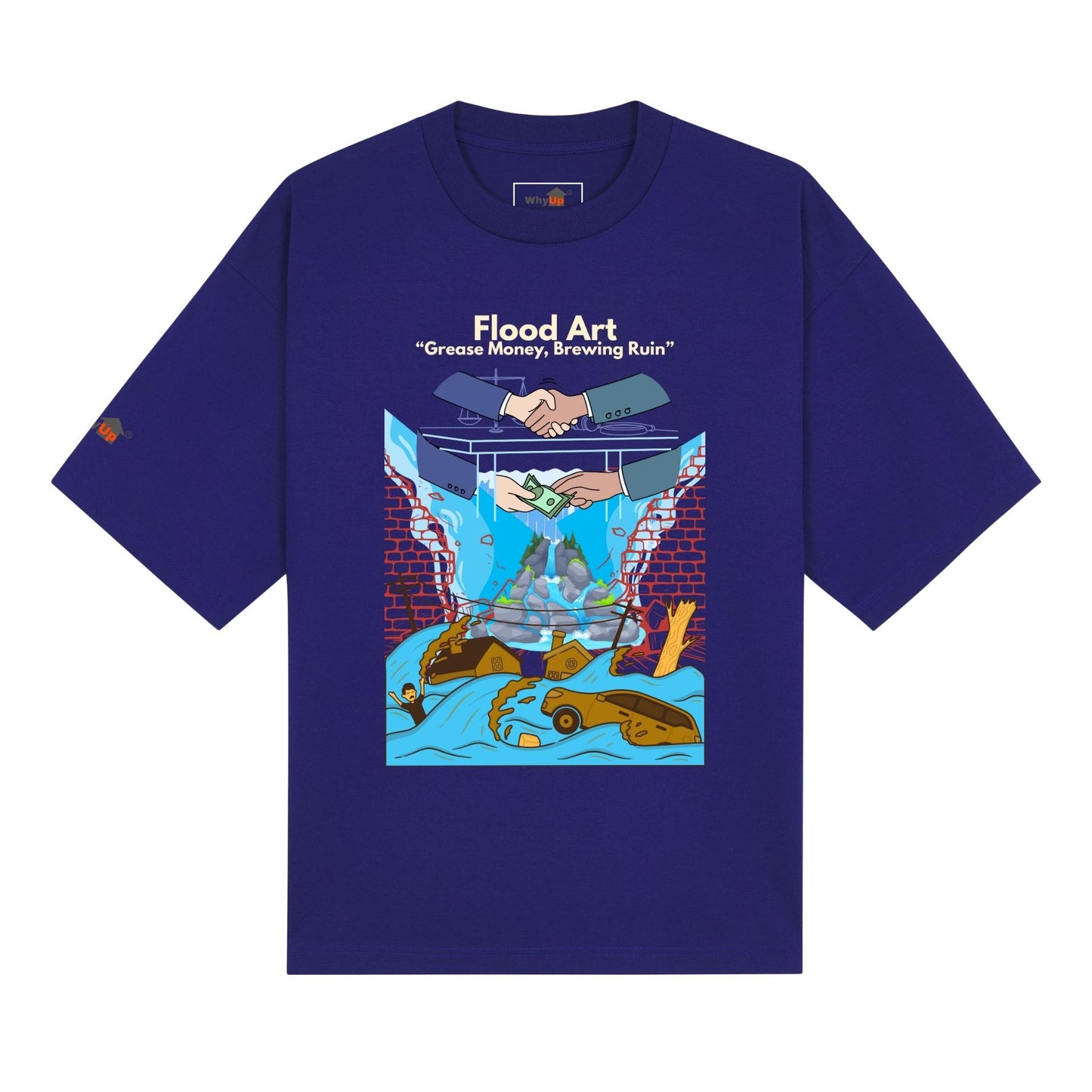 Boxy Fit Unisex Tee  | Flood Art Inspired Design T-shirt| "Grease Money, Brewing Ruin"