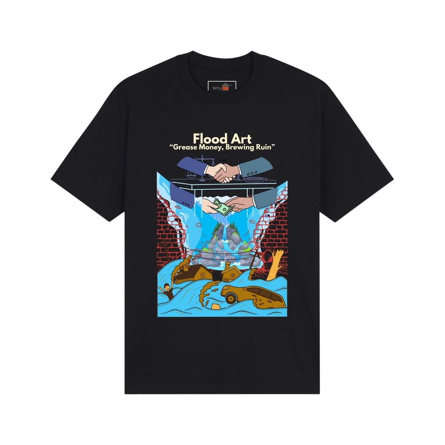 Standard Fit Unisex Tee | Flood Art Inspired Design T-shirt | "Grease Money, Brewing Ruin"
