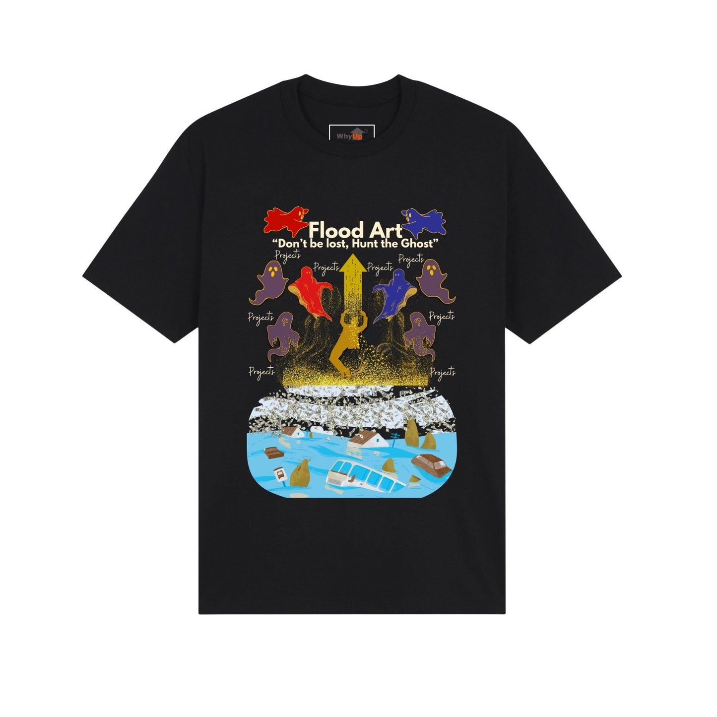 Standard Fit Unisex Tee | Flood Art Inspired Design T-shirt |  "Don't be Lost, Hunt the Ghost"