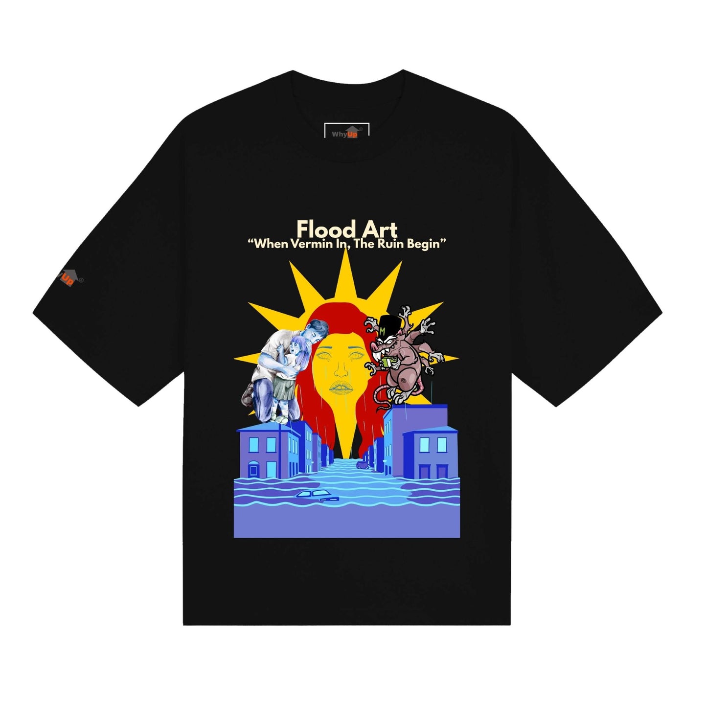 Boxy Fit Unisex Tee  | Flood Art Inspired Design T-shirt | "When Vermin In, The Ruin Begin"
