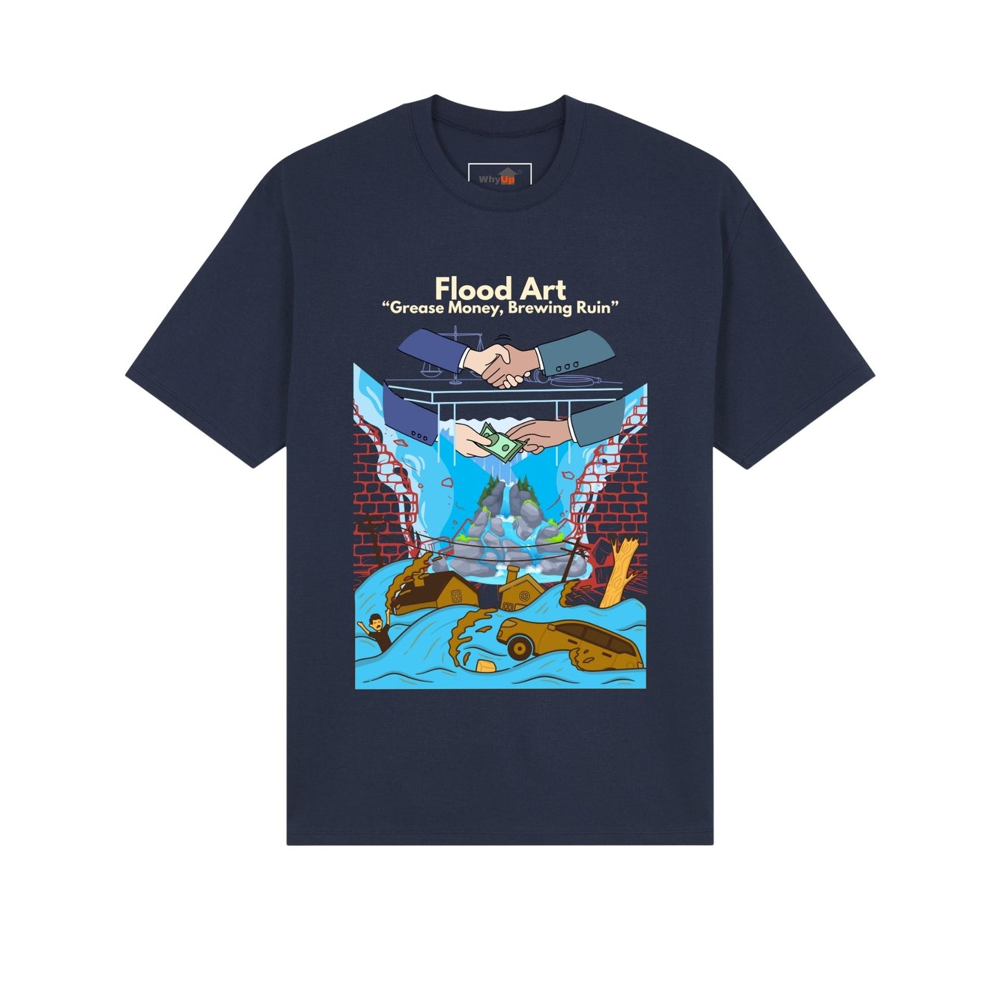 Standard Fit Unisex Tee | Flood Art Inspired Design T-shirt | "Grease Money, Brewing Ruin"