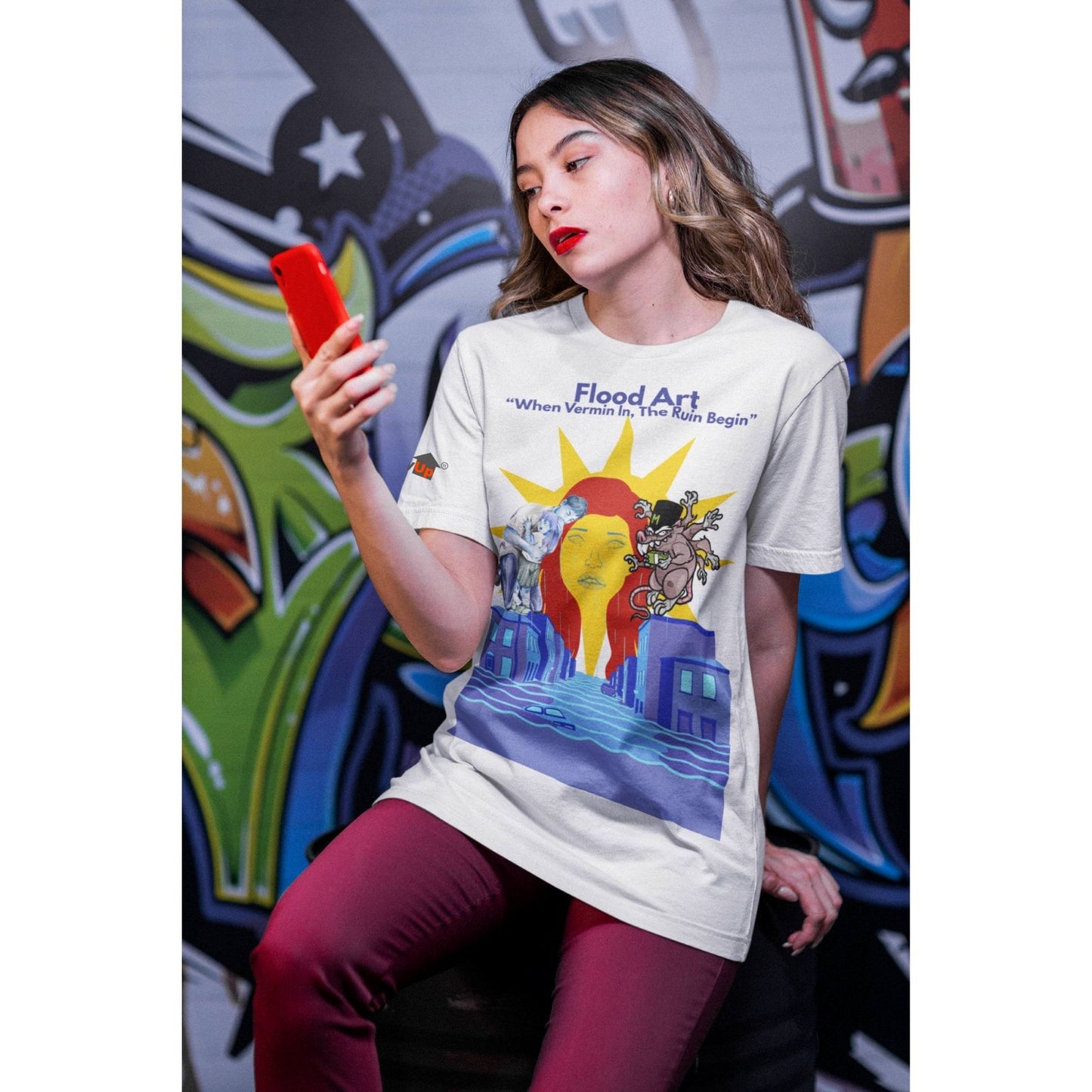 Boxy Fit Unisex Tee  | Flood Art Inspired Design T-shirt | "When Vermin In, The Ruin Begin"