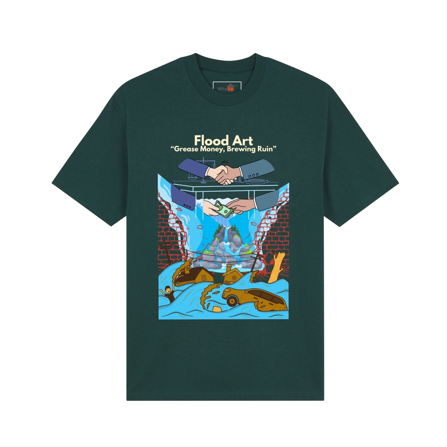 Standard Fit Unisex Tee | Flood Art Inspired Design T-shirt | "Grease Money, Brewing Ruin"