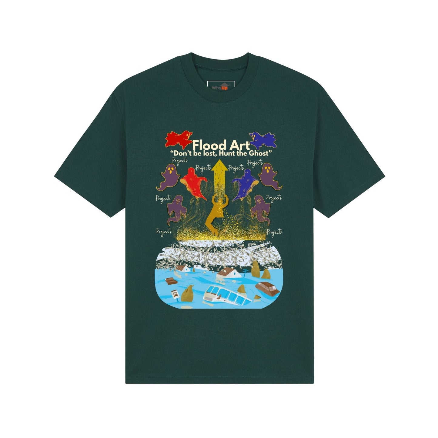 Standard Fit Unisex Tee | Flood Art Inspired Design T-shirt |  "Don't be Lost, Hunt the Ghost"