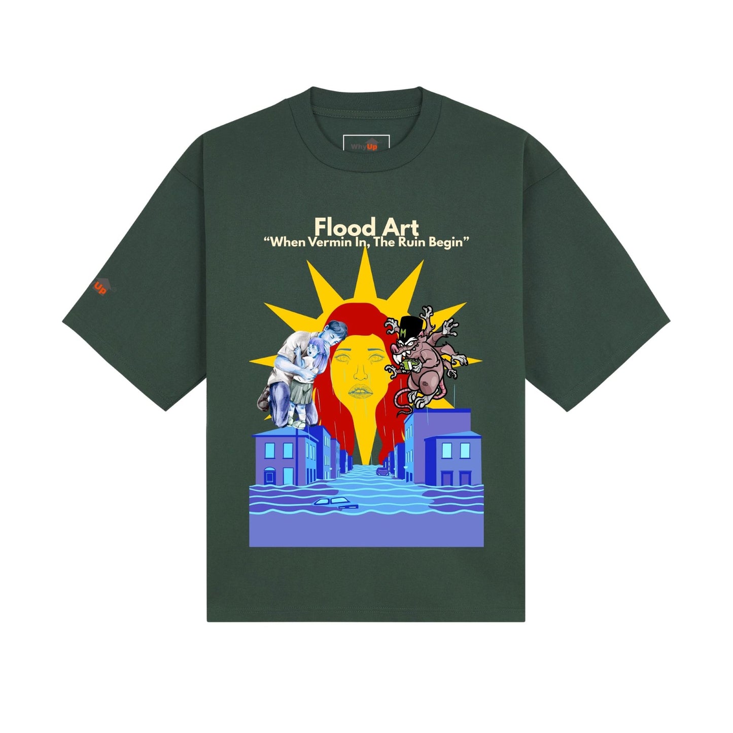 Boxy Fit Unisex Tee  | Flood Art Inspired Design T-shirt | "When Vermin In, The Ruin Begin"