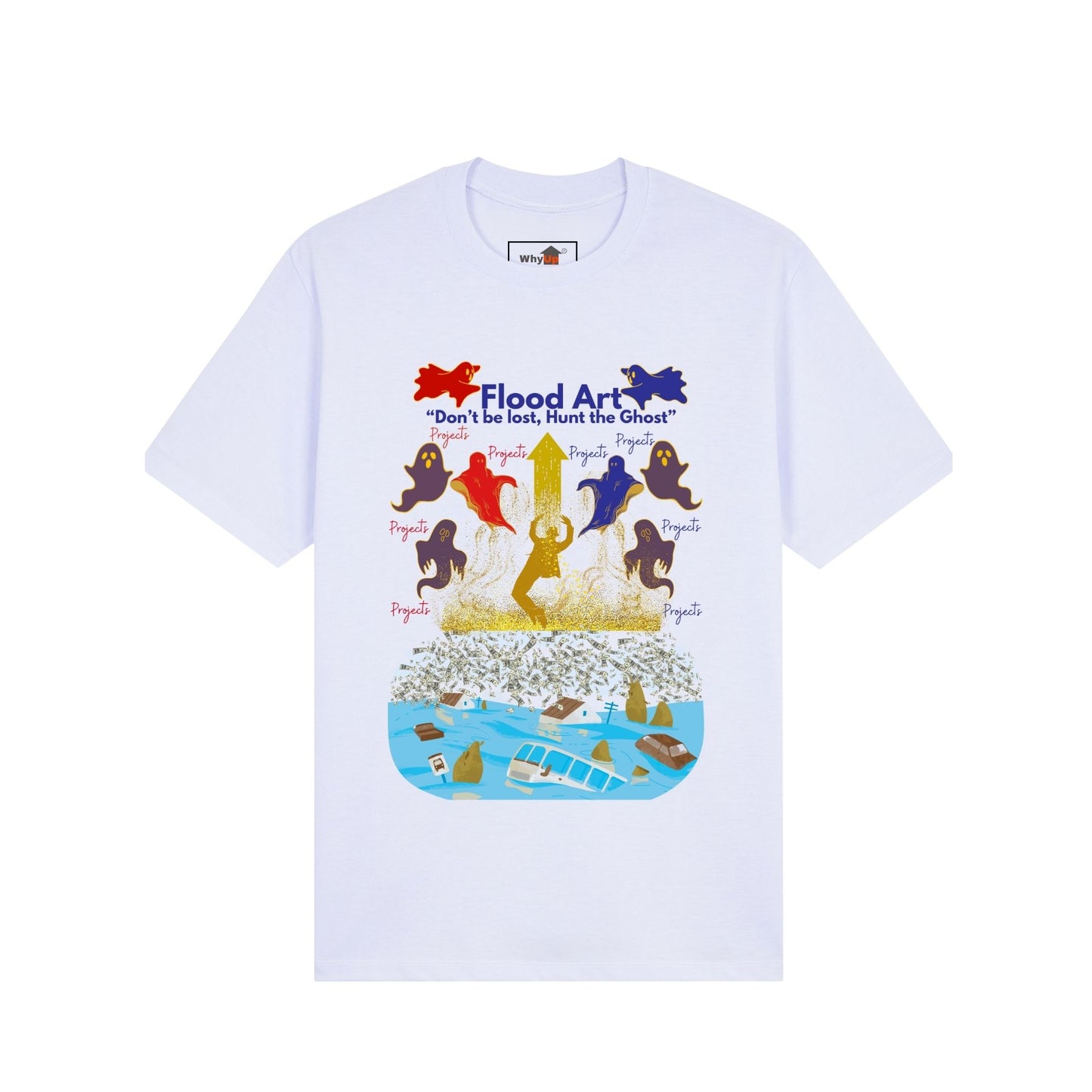 Standard Fit Unisex Tee | Flood Art Inspired Design T-shirt |  "Don't be Lost, Hunt the Ghost"