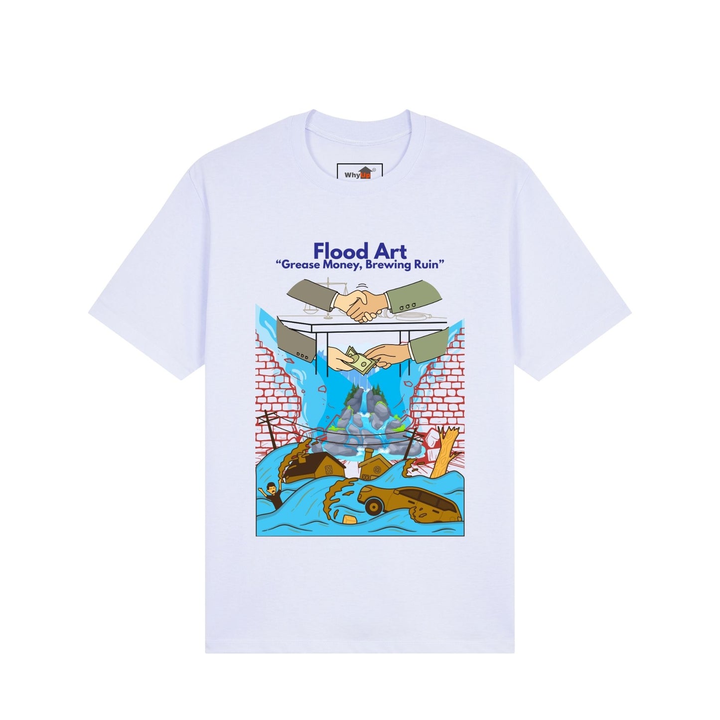 Standard Fit Unisex Tee | Flood Art Inspired Design T-shirt | "Grease Money, Brewing Ruin"