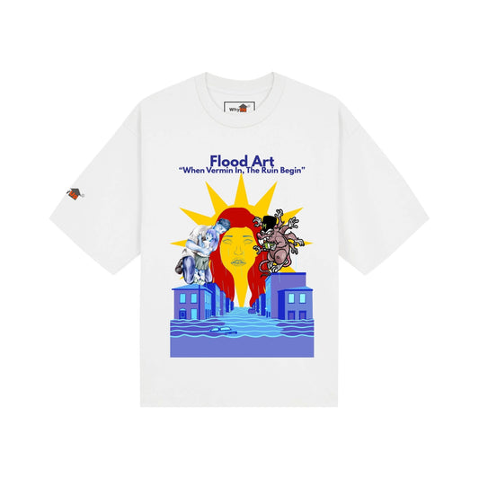Boxy Fit Unisex Tee  | Flood Art Inspired Design T-shirt | "When Vermin In, The Ruin Begin"