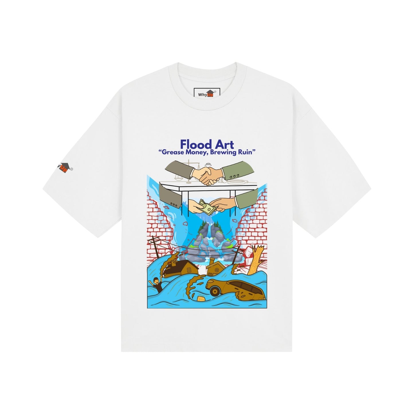 Boxy Fit Unisex Tee  | Flood Art Inspired Design T-shirt| "Grease Money, Brewing Ruin"