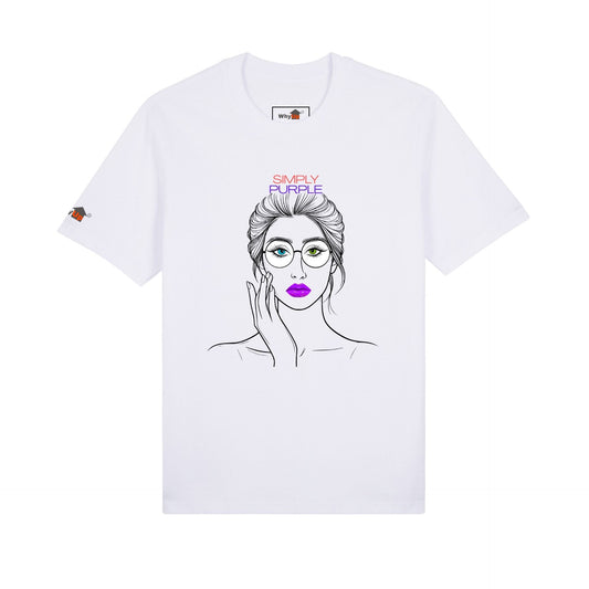 Premium Unisex T-shirt - Woman with purple lips, traditionally purple linked to power, wisdom, creativity and transformation.