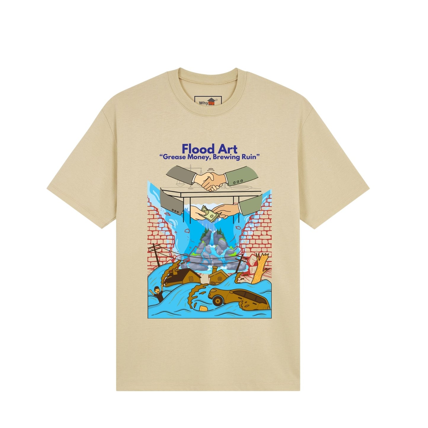 Standard Fit Unisex Tee | Flood Art Inspired Design T-shirt | "Grease Money, Brewing Ruin"