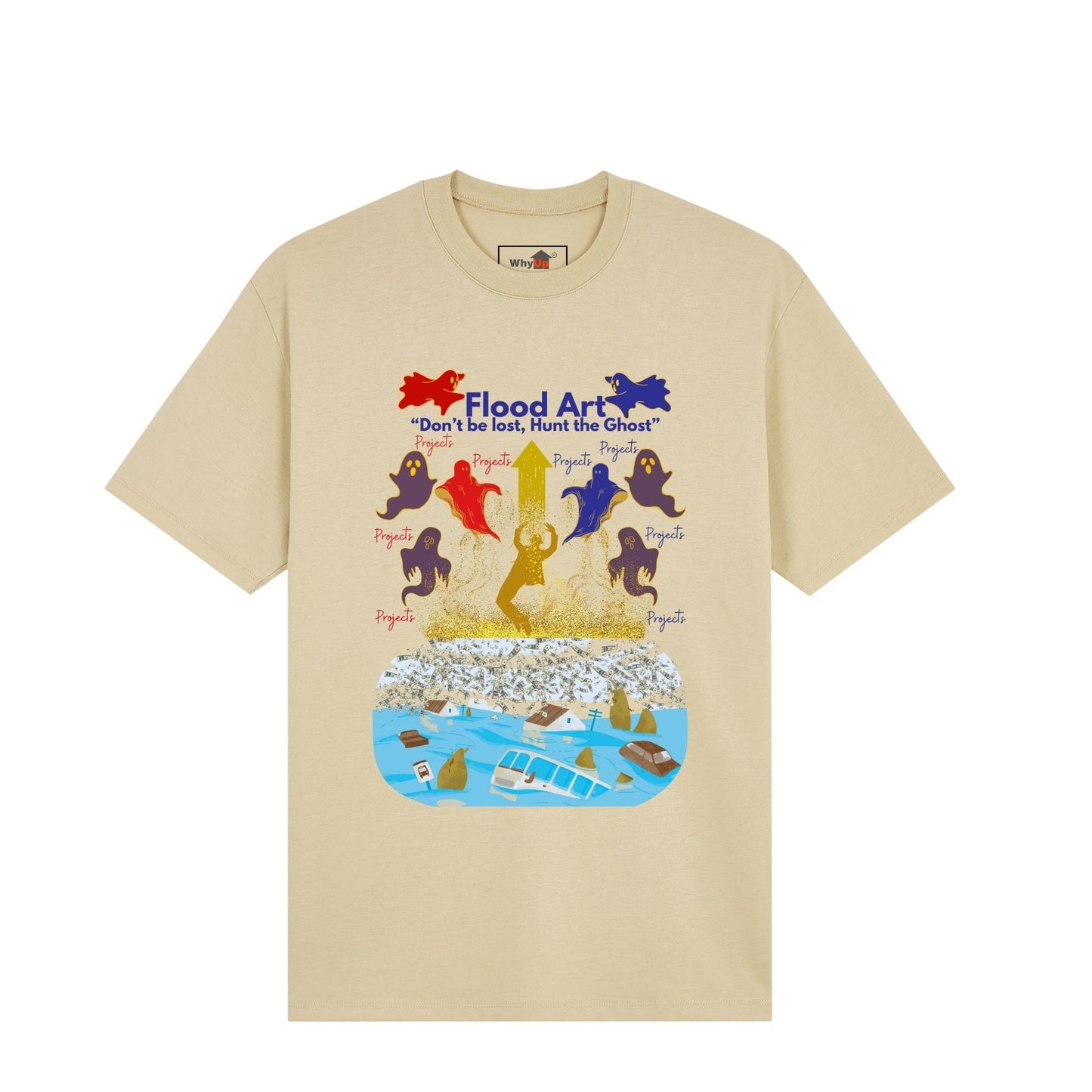 Standard Fit Unisex Tee | Flood Art Inspired Design T-shirt |  "Don't be Lost, Hunt the Ghost"