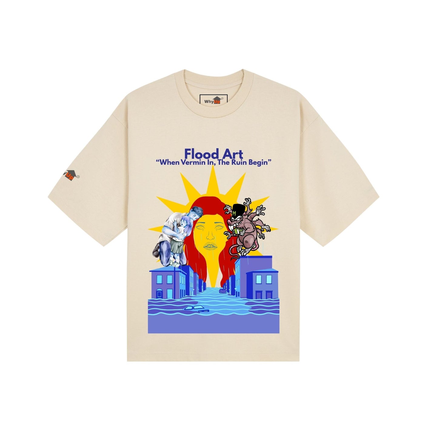 Boxy Fit Unisex Tee  | Flood Art Inspired Design T-shirt | "When Vermin In, The Ruin Begin"