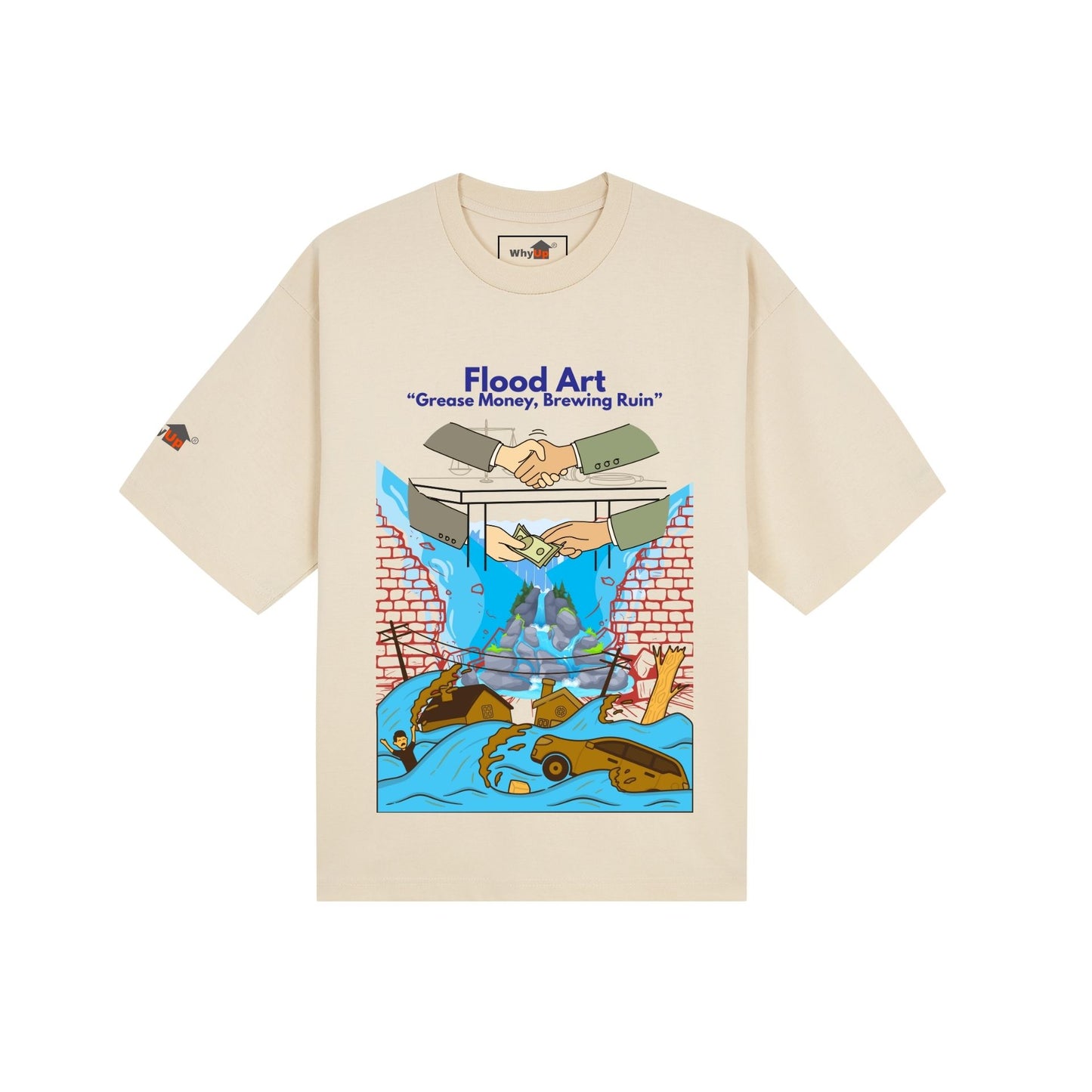 Boxy Fit Unisex Tee  | Flood Art Inspired Design T-shirt| "Grease Money, Brewing Ruin"