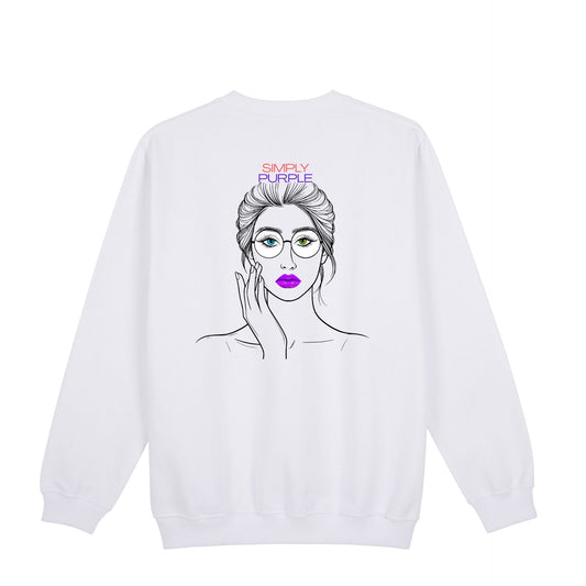 Unisex sweatshirt - Woman with purple lips, traditionally purple linked to power, wisdom, creativity and transformation.