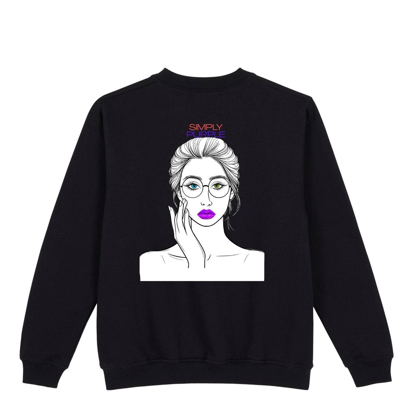 Unisex sweatshirt - Woman with purple lips, traditionally purple linked to power, wisdom, creativity and transformation.