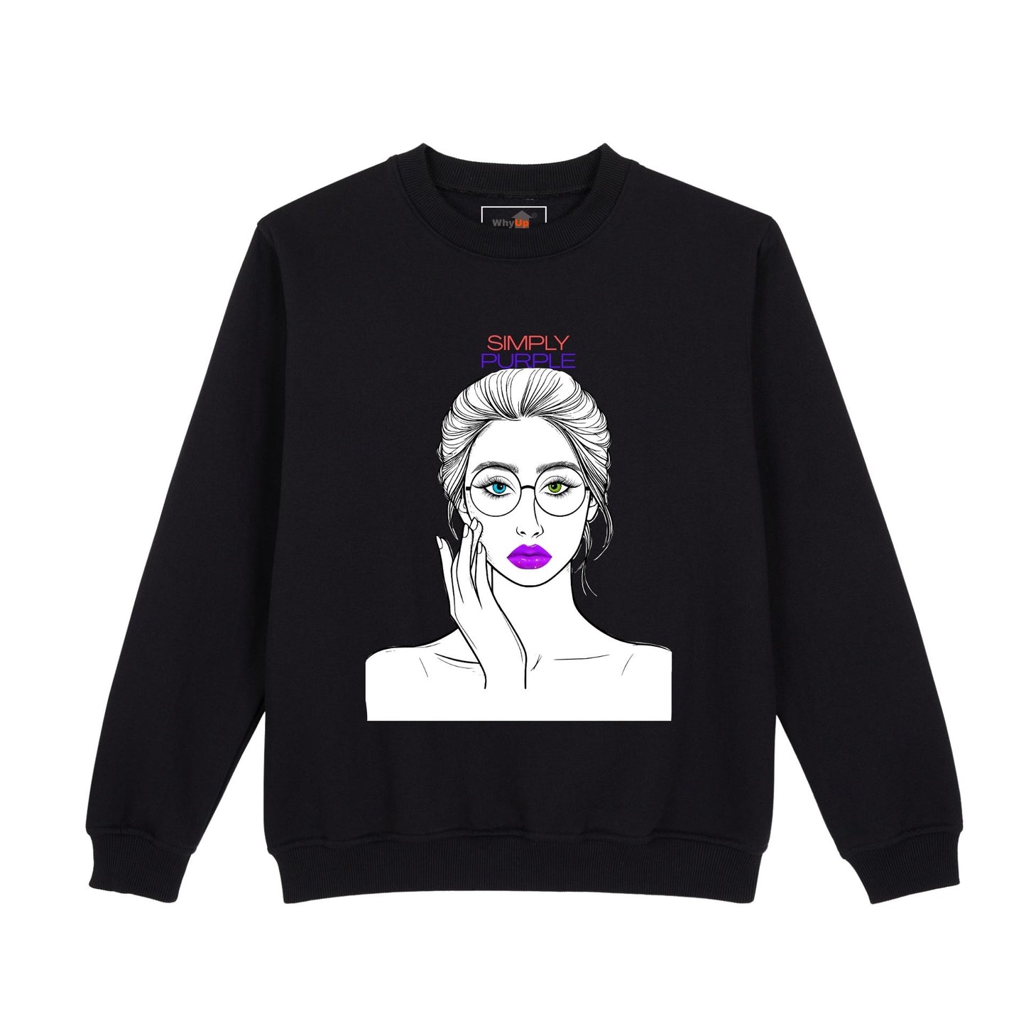 Unisex sweatshirt - Woman with purple lips, traditionally purple linked to power, wisdom, creativity and transformation.