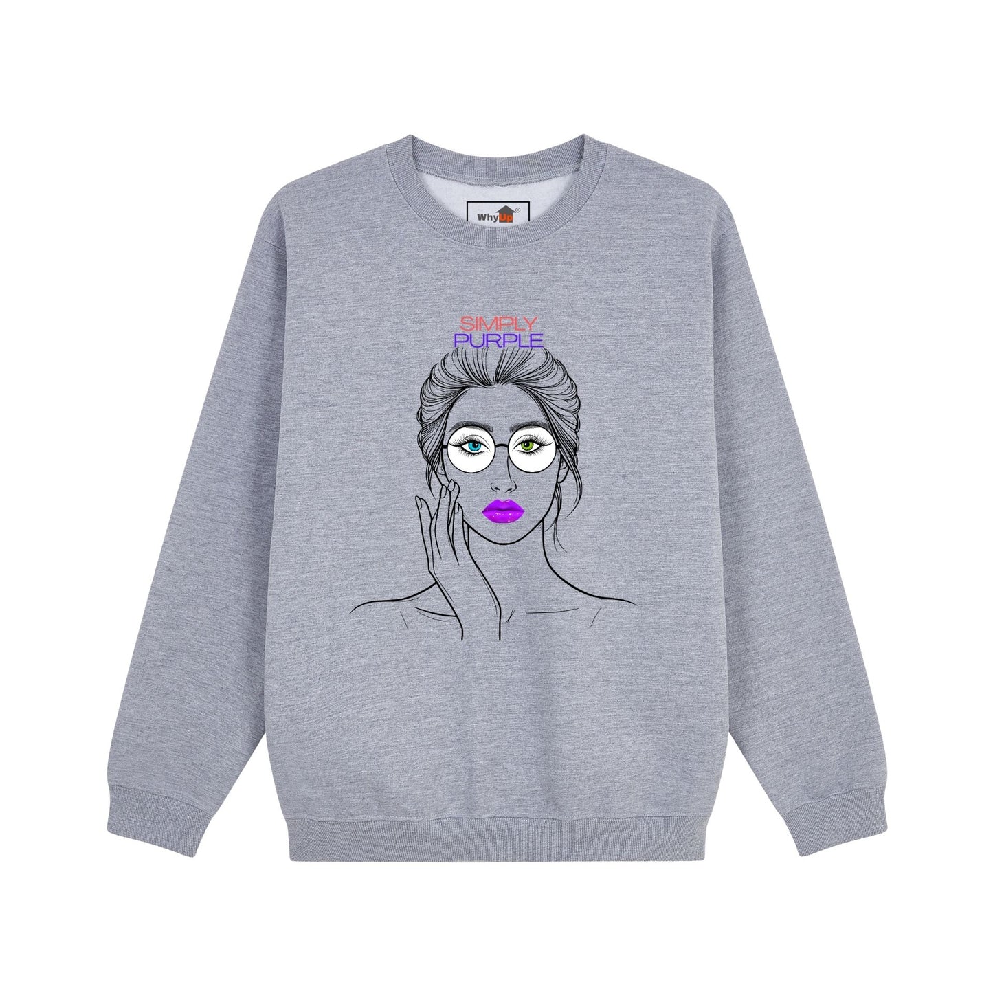 Unisex sweatshirt - Woman with purple lips, traditionally purple linked to power, wisdom, creativity and transformation.