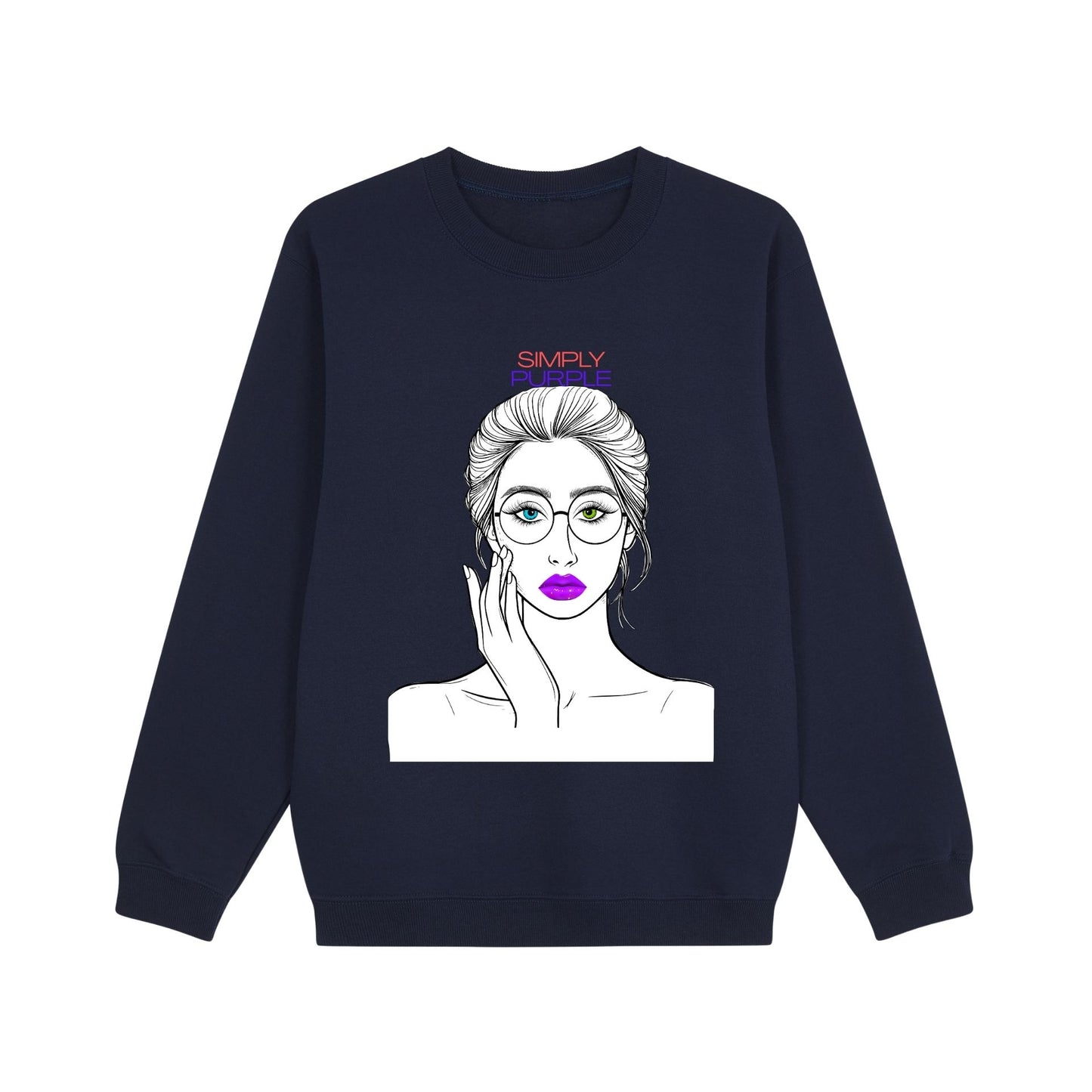 Unisex sweatshirt - Woman with purple lips, traditionally purple linked to power, wisdom, creativity and transformation.