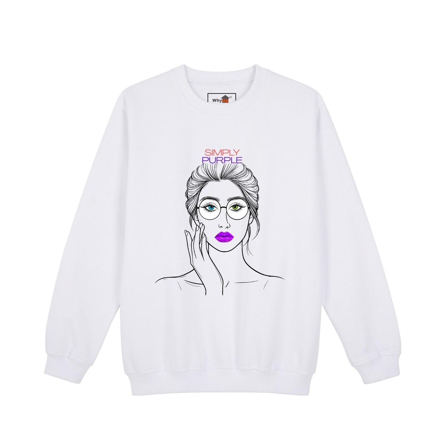 Unisex sweatshirt - Woman with purple lips, traditionally purple linked to power, wisdom, creativity and transformation.