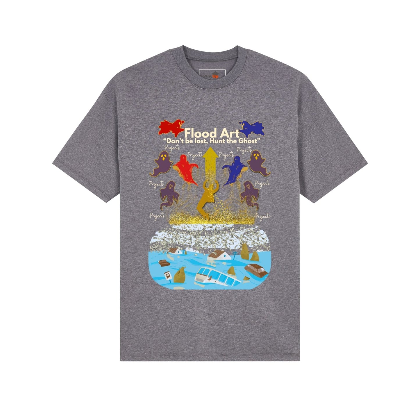 Standard Fit Unisex Tee | Flood Art Inspired Design T-shirt |  "Don't be Lost, Hunt the Ghost"