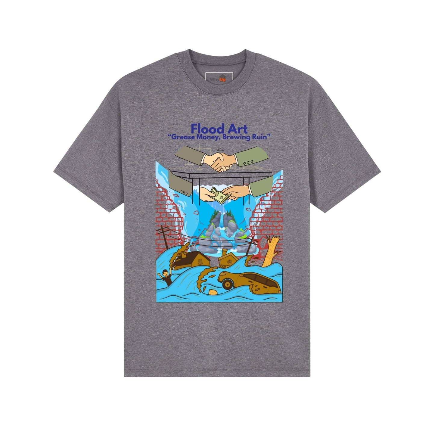 Standard Fit Unisex Tee | Flood Art Inspired Design T-shirt | "Grease Money, Brewing Ruin"