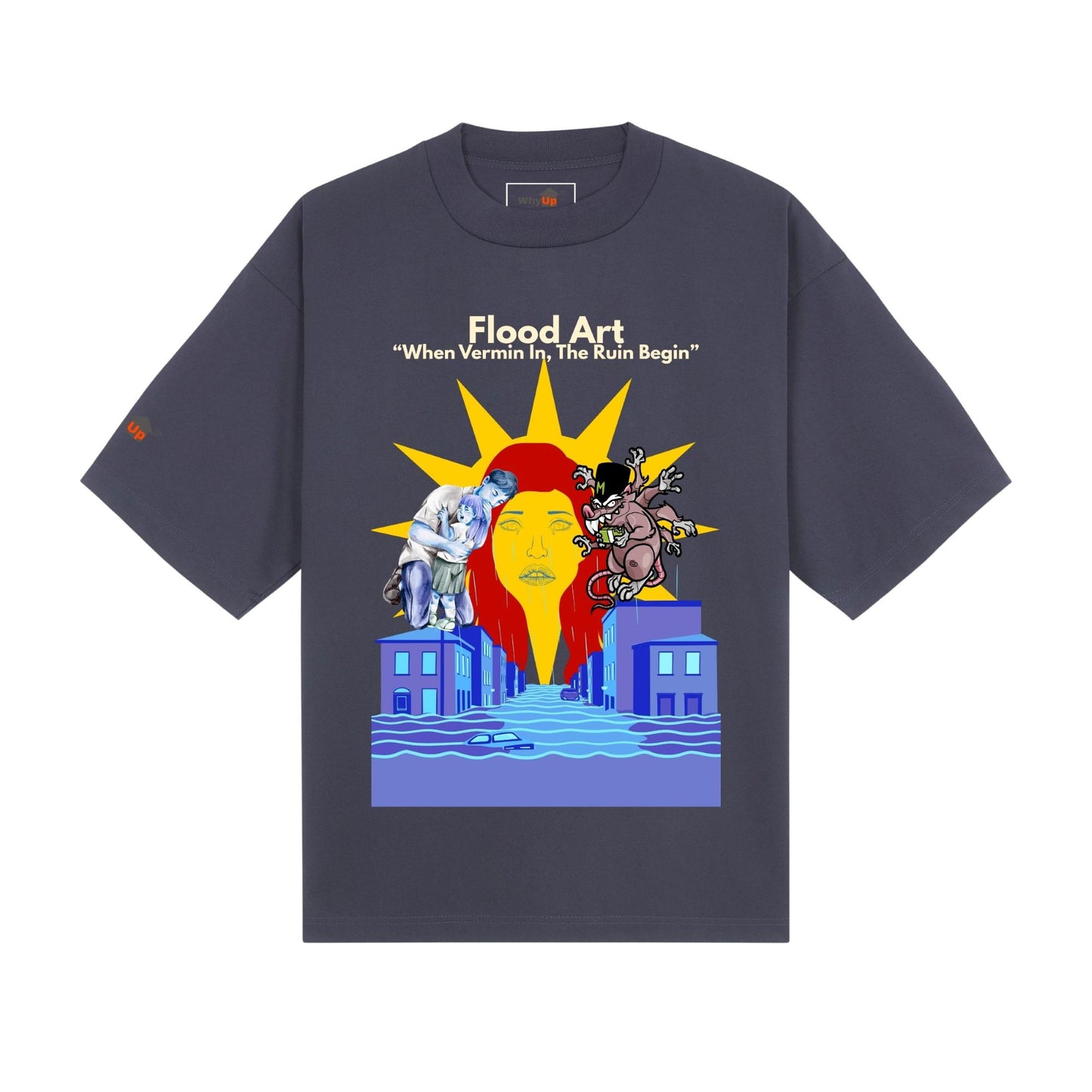 Boxy Fit Unisex Tee  | Flood Art Inspired Design T-shirt | "When Vermin In, The Ruin Begin"