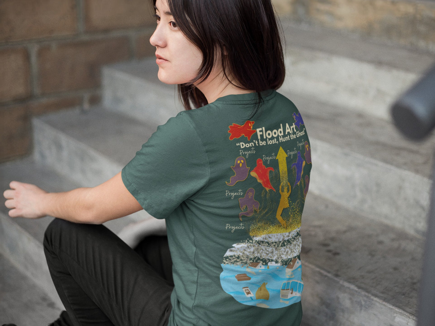 Standard Fit Unisex Tee | Flood Art Inspired Design T-shirt |  "Don't be Lost, Hunt the Ghost"