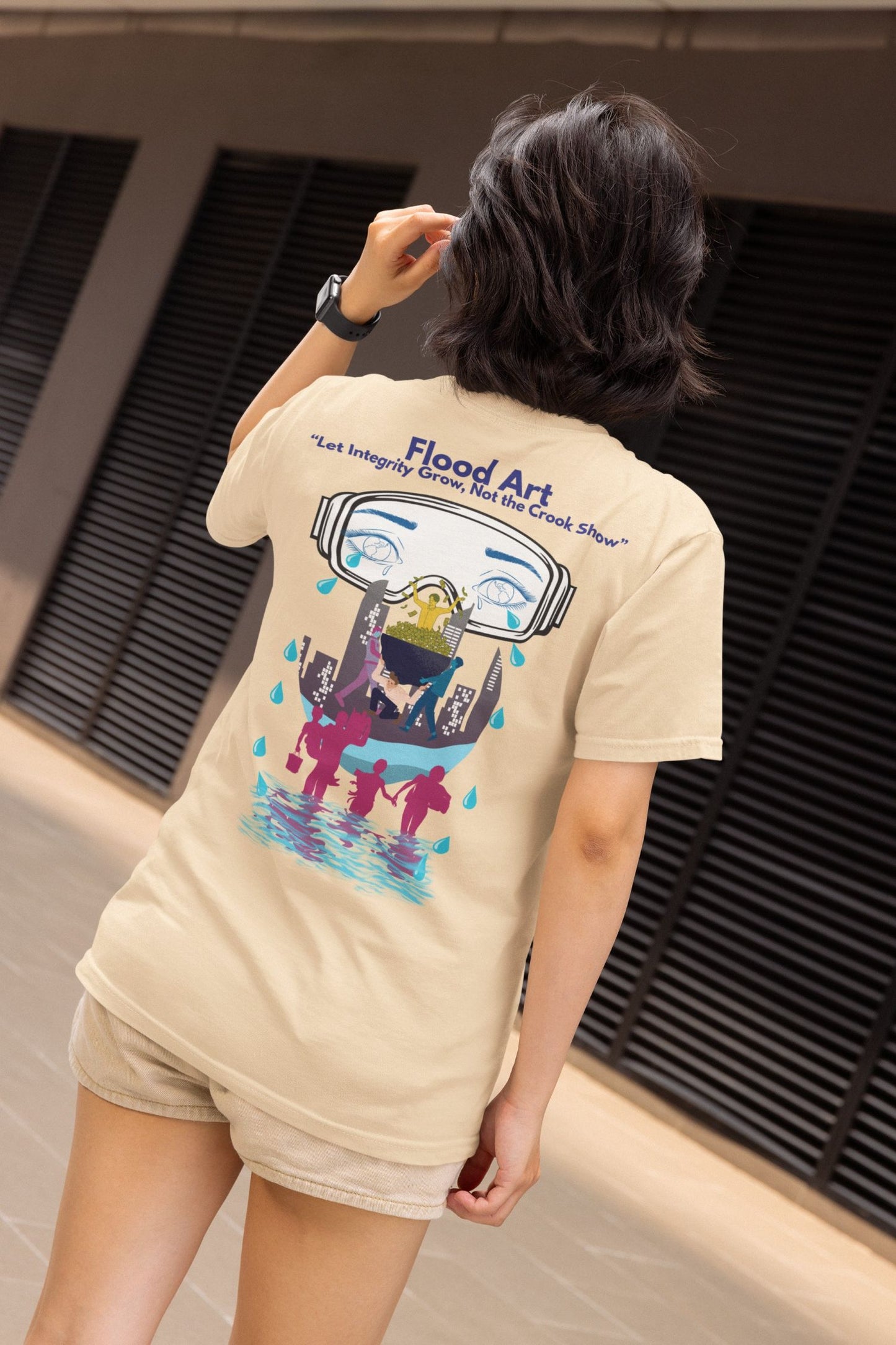 Standard Fit Unisex Tee | Flood Art Inspired Design T-shirt | "Let Integrity Grow, Not the Crook Show"