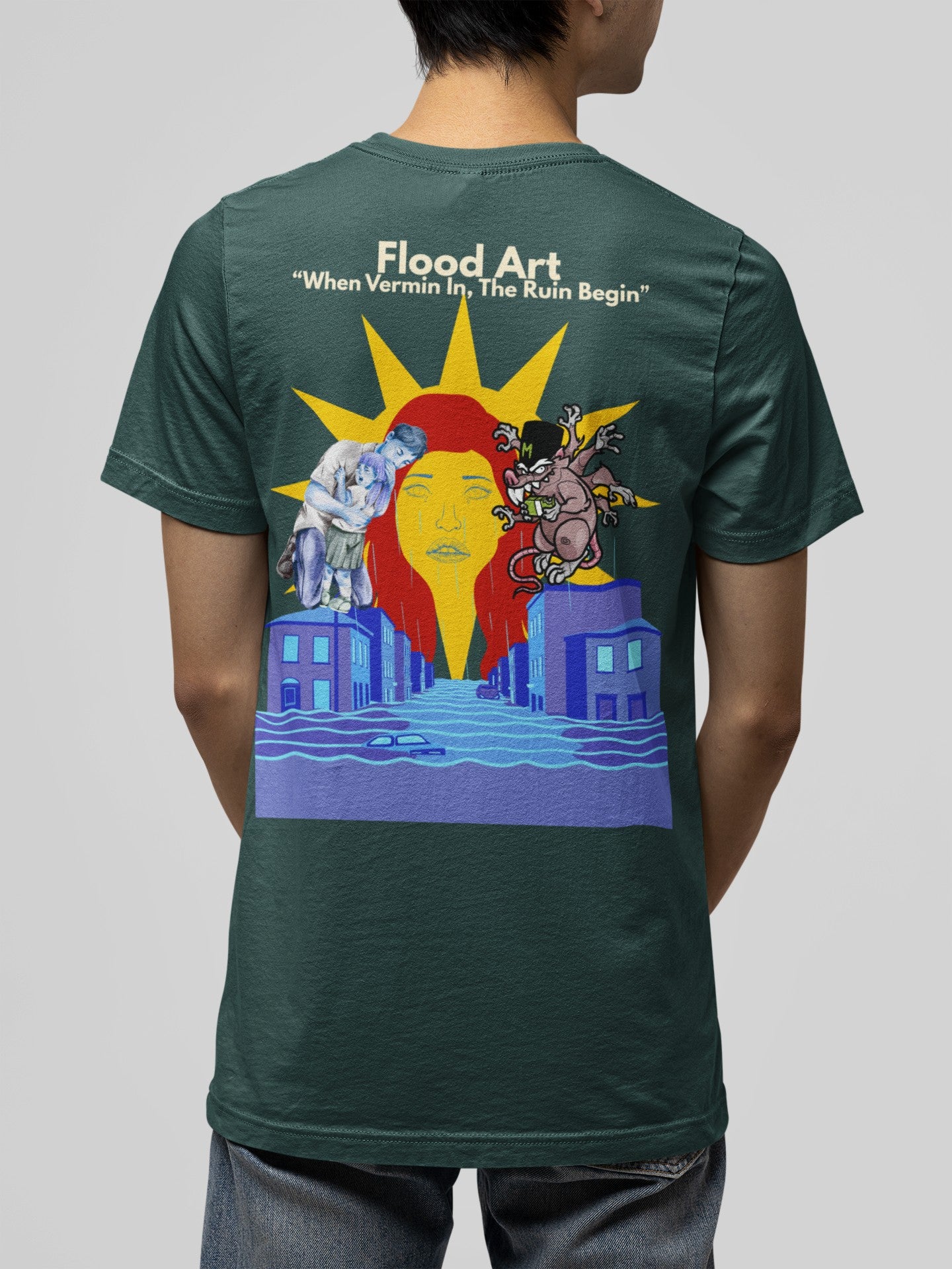 Standard Fit Unisex Tee | Flood Art Inspired Design T-shirt | "When Vermin In, The Ruin Begin"