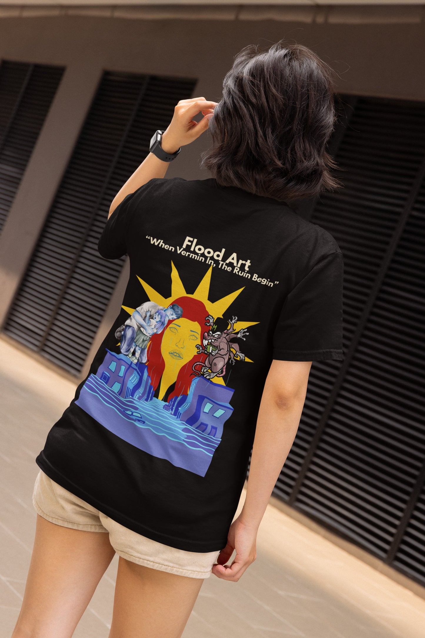 Standard Fit Unisex Tee | Flood Art Inspired Design T-shirt | "When Vermin In, The Ruin Begin"