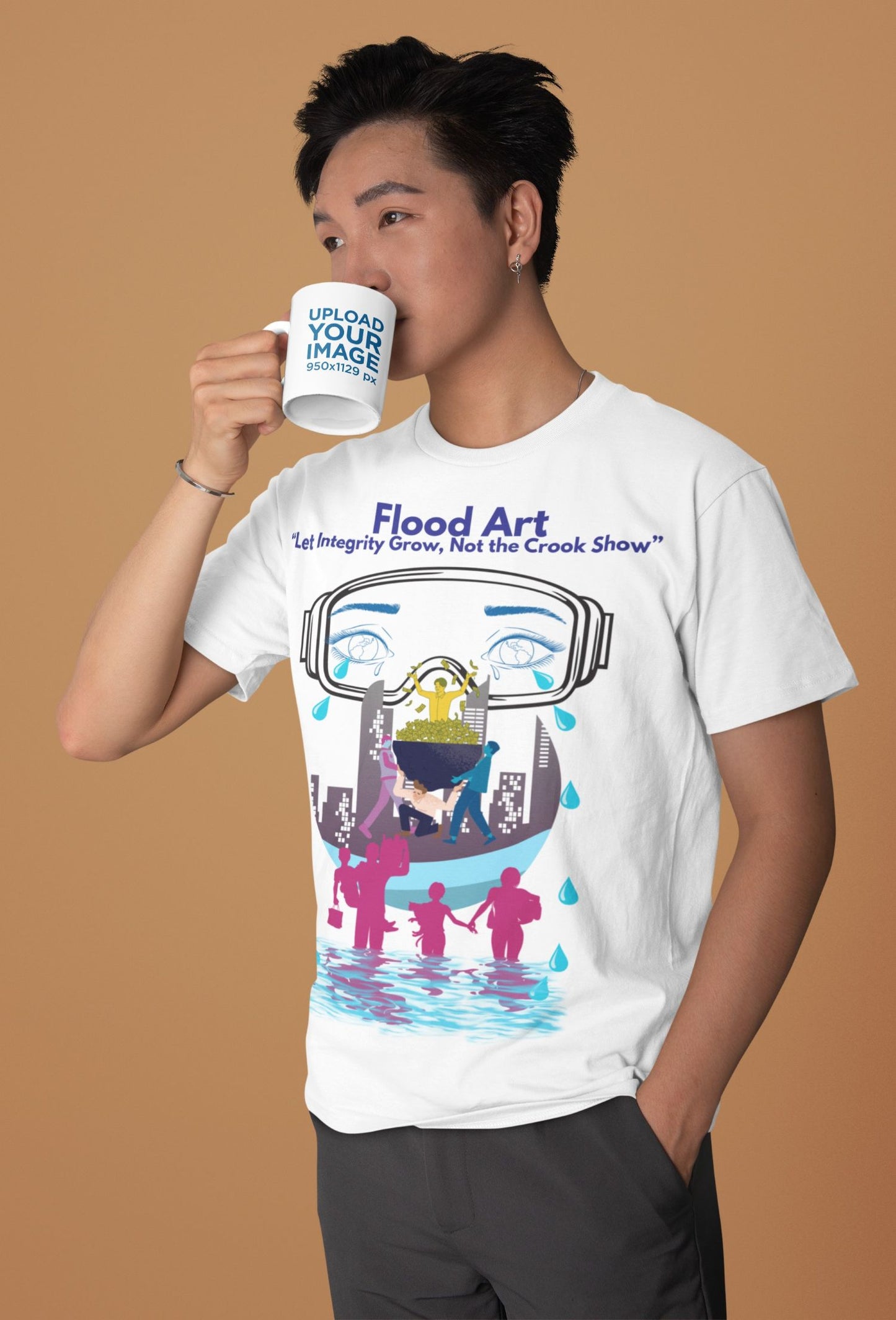 Standard Fit Unisex Tee | Flood Art Inspired Design T-shirt | "Let Integrity Grow, Not the Crook Show"