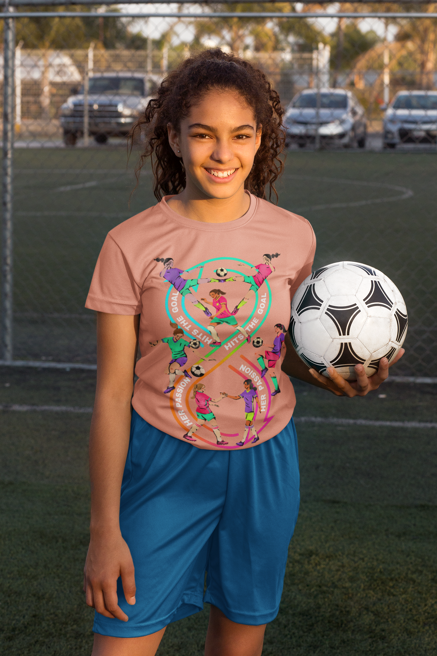 Kids Football T-shirt - Her Passion Hits the Goal