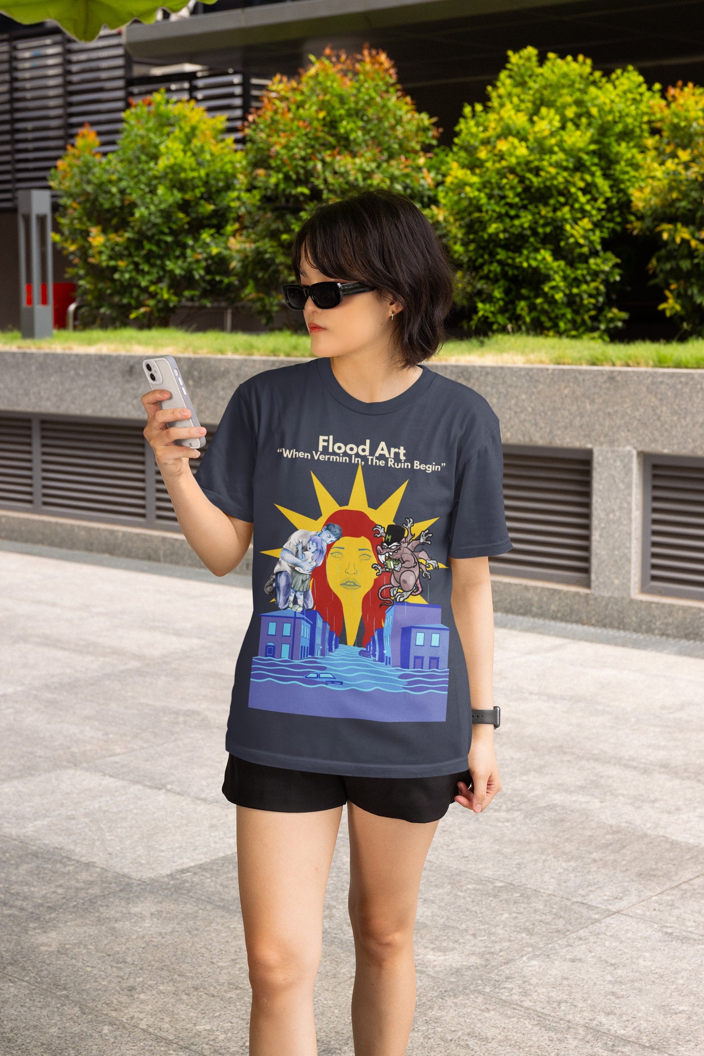 Standard Fit Unisex Tee | Flood Art Inspired Design T-shirt | "When Vermin In, The Ruin Begin"