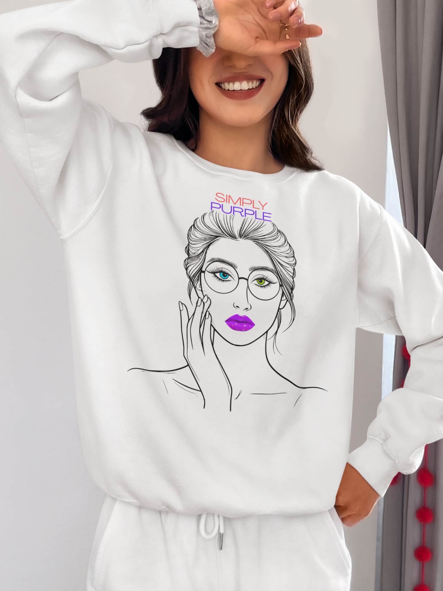 Premium Unisex T-shirt - Woman with purple lips, traditionally purple linked to power, wisdom, creativity and transformation.