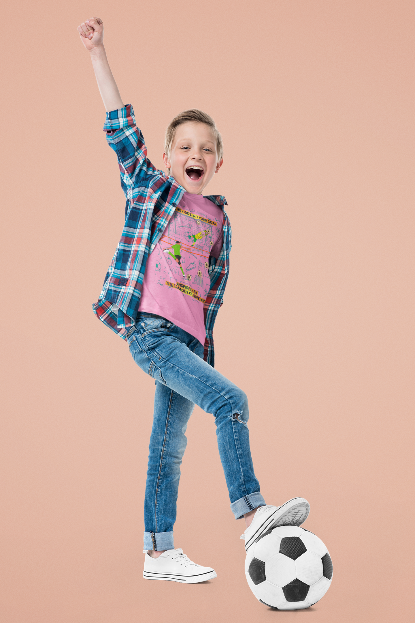 Kids Football T-shirt - Curve Kick Design