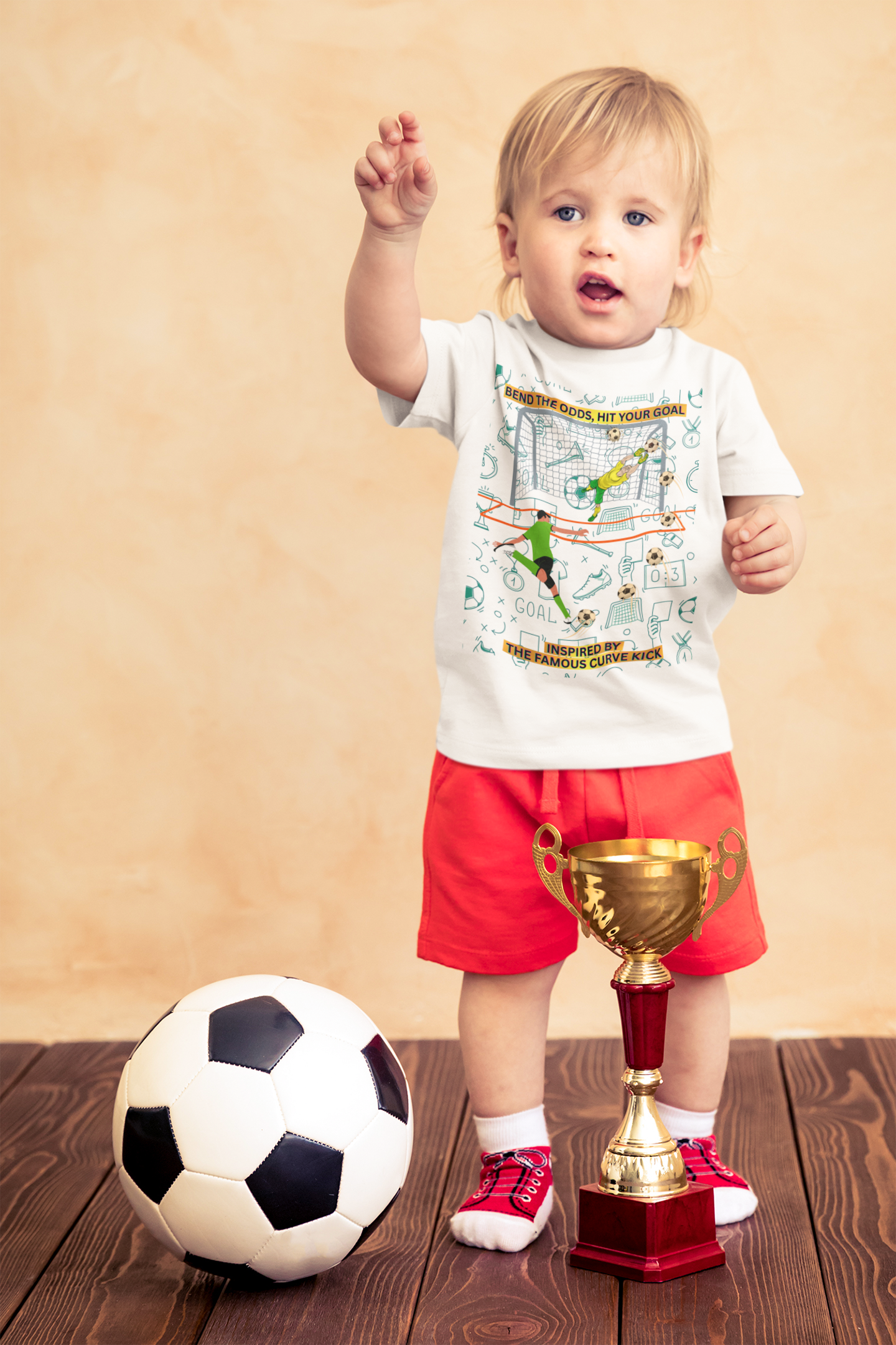 Kids Football T-shirt - Curve Kick Design