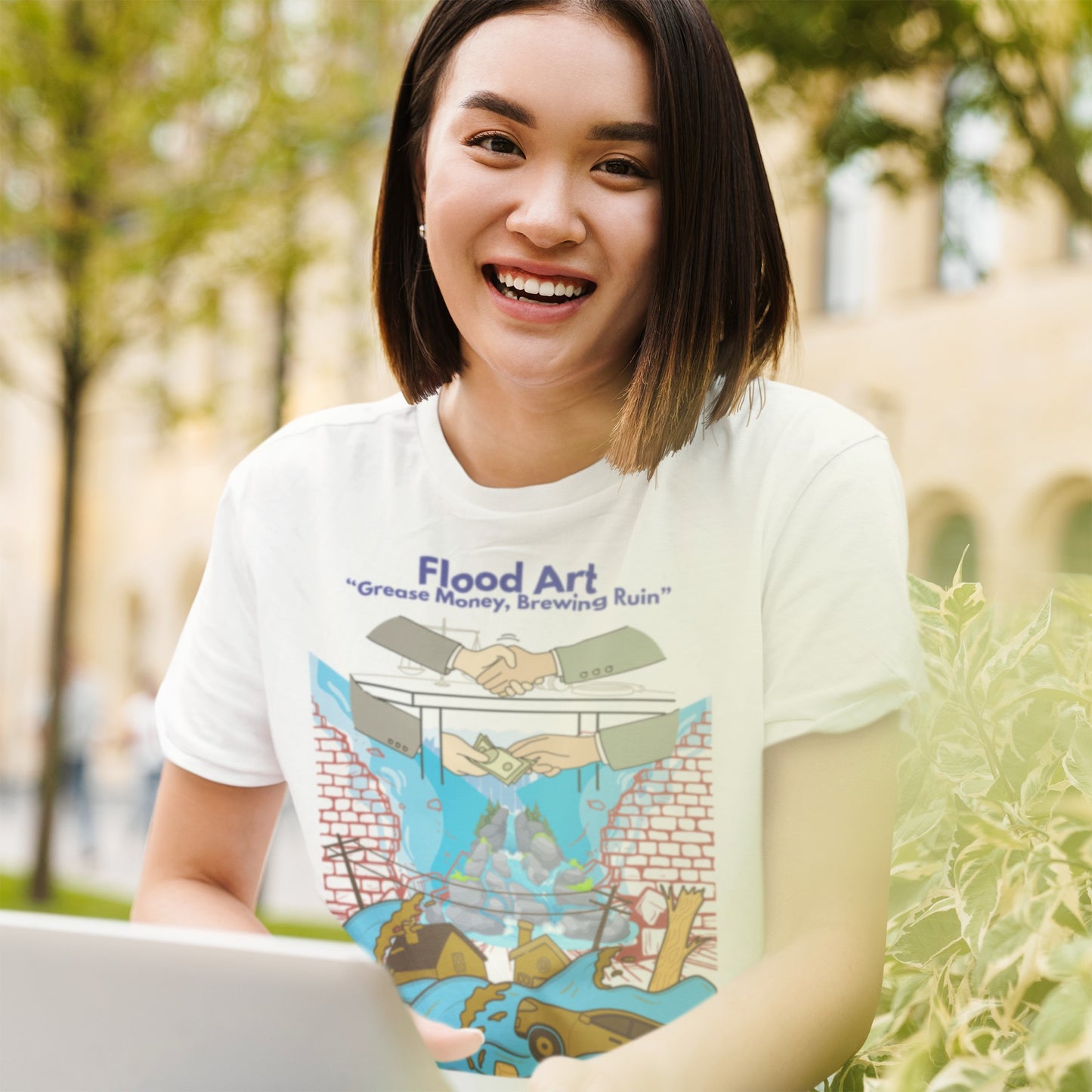 Standard Fit Unisex Tee | Flood Art Inspired Design T-shirt | "Grease Money, Brewing Ruin"